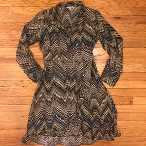 ModCloth Long Sleeve, 70s Inspired Dress, Size M